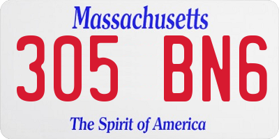 MA license plate 305BN6