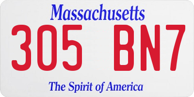 MA license plate 305BN7