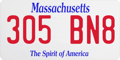 MA license plate 305BN8