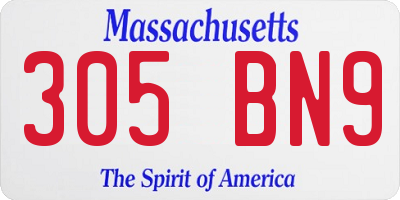 MA license plate 305BN9