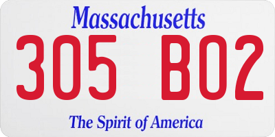 MA license plate 305BO2