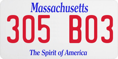 MA license plate 305BO3