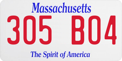MA license plate 305BO4