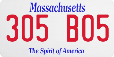MA license plate 305BO5