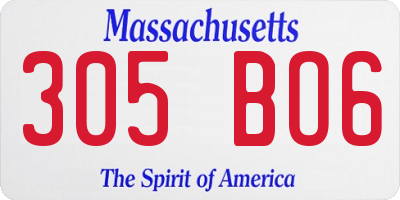 MA license plate 305BO6