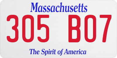 MA license plate 305BO7