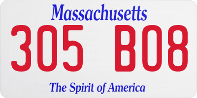 MA license plate 305BO8