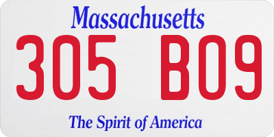 MA license plate 305BO9