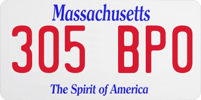 MA license plate 305BP0