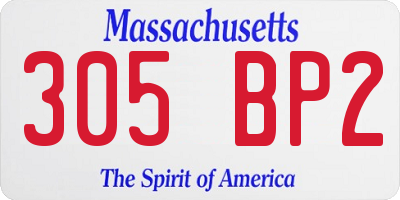 MA license plate 305BP2
