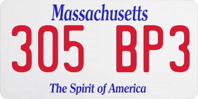 MA license plate 305BP3