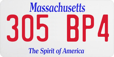 MA license plate 305BP4