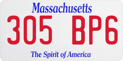 MA license plate 305BP6