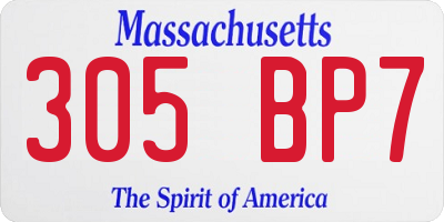 MA license plate 305BP7