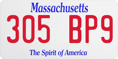 MA license plate 305BP9