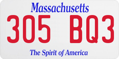 MA license plate 305BQ3