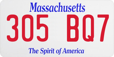 MA license plate 305BQ7