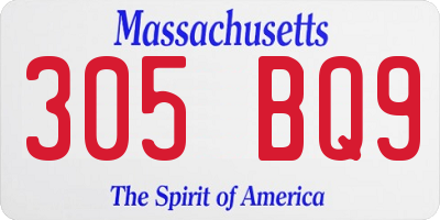 MA license plate 305BQ9