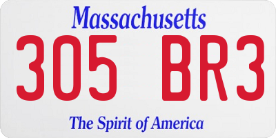 MA license plate 305BR3