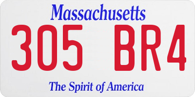 MA license plate 305BR4