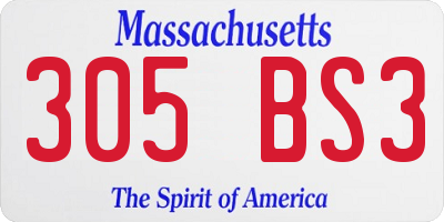 MA license plate 305BS3