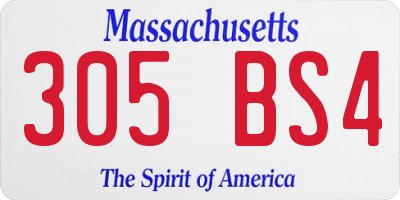 MA license plate 305BS4