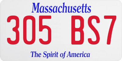 MA license plate 305BS7
