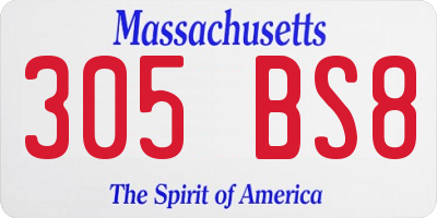 MA license plate 305BS8
