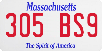 MA license plate 305BS9