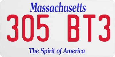 MA license plate 305BT3