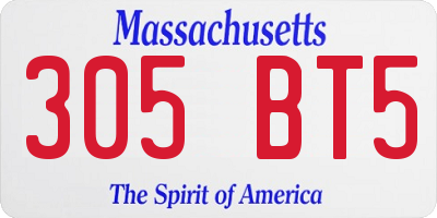 MA license plate 305BT5