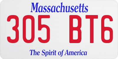 MA license plate 305BT6