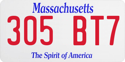 MA license plate 305BT7