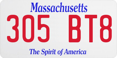 MA license plate 305BT8