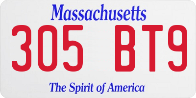 MA license plate 305BT9