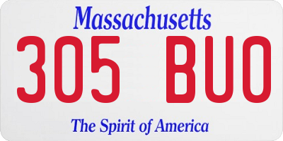 MA license plate 305BU0