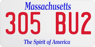 MA license plate 305BU2