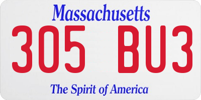 MA license plate 305BU3