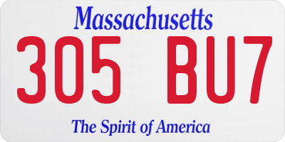 MA license plate 305BU7