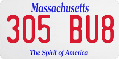 MA license plate 305BU8