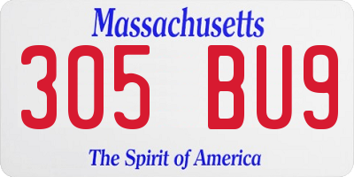 MA license plate 305BU9
