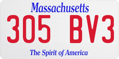 MA license plate 305BV3