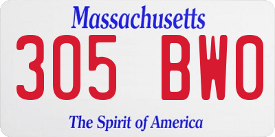 MA license plate 305BW0