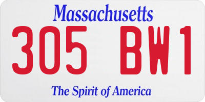 MA license plate 305BW1