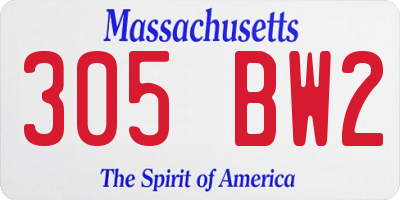 MA license plate 305BW2