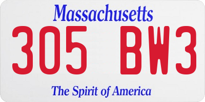 MA license plate 305BW3