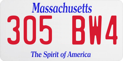 MA license plate 305BW4