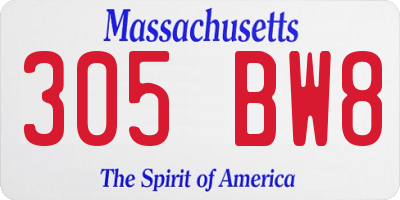 MA license plate 305BW8