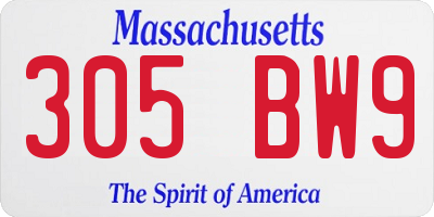 MA license plate 305BW9