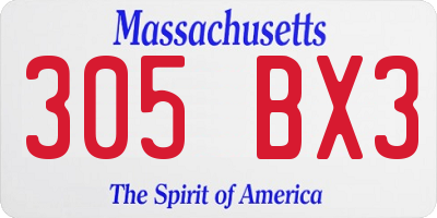MA license plate 305BX3